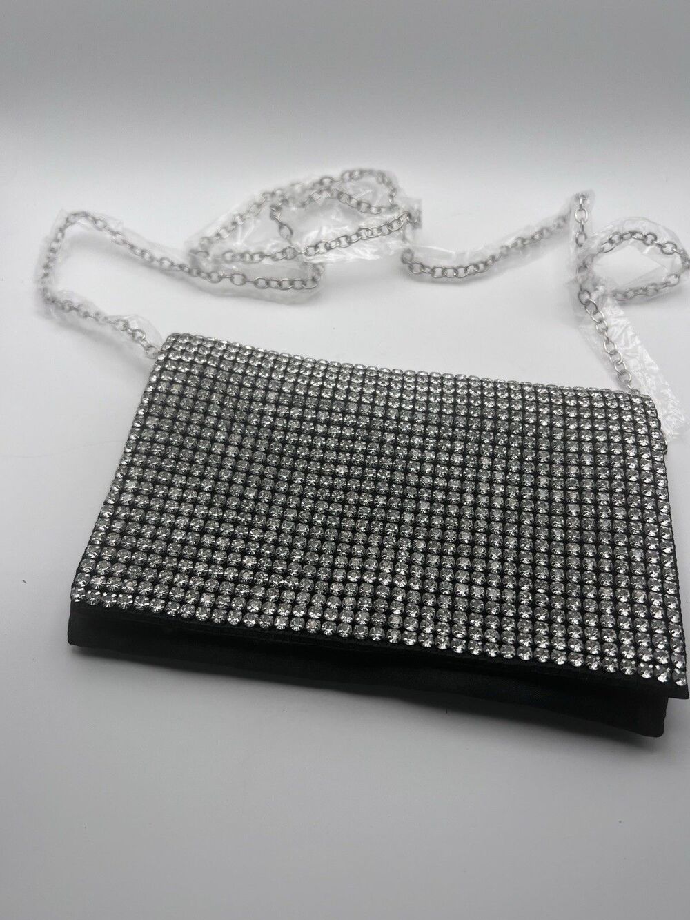 AMBER SCEATS Stella Crystal Clutch Bling Bag Evening Purse Crossbody Strap NEW